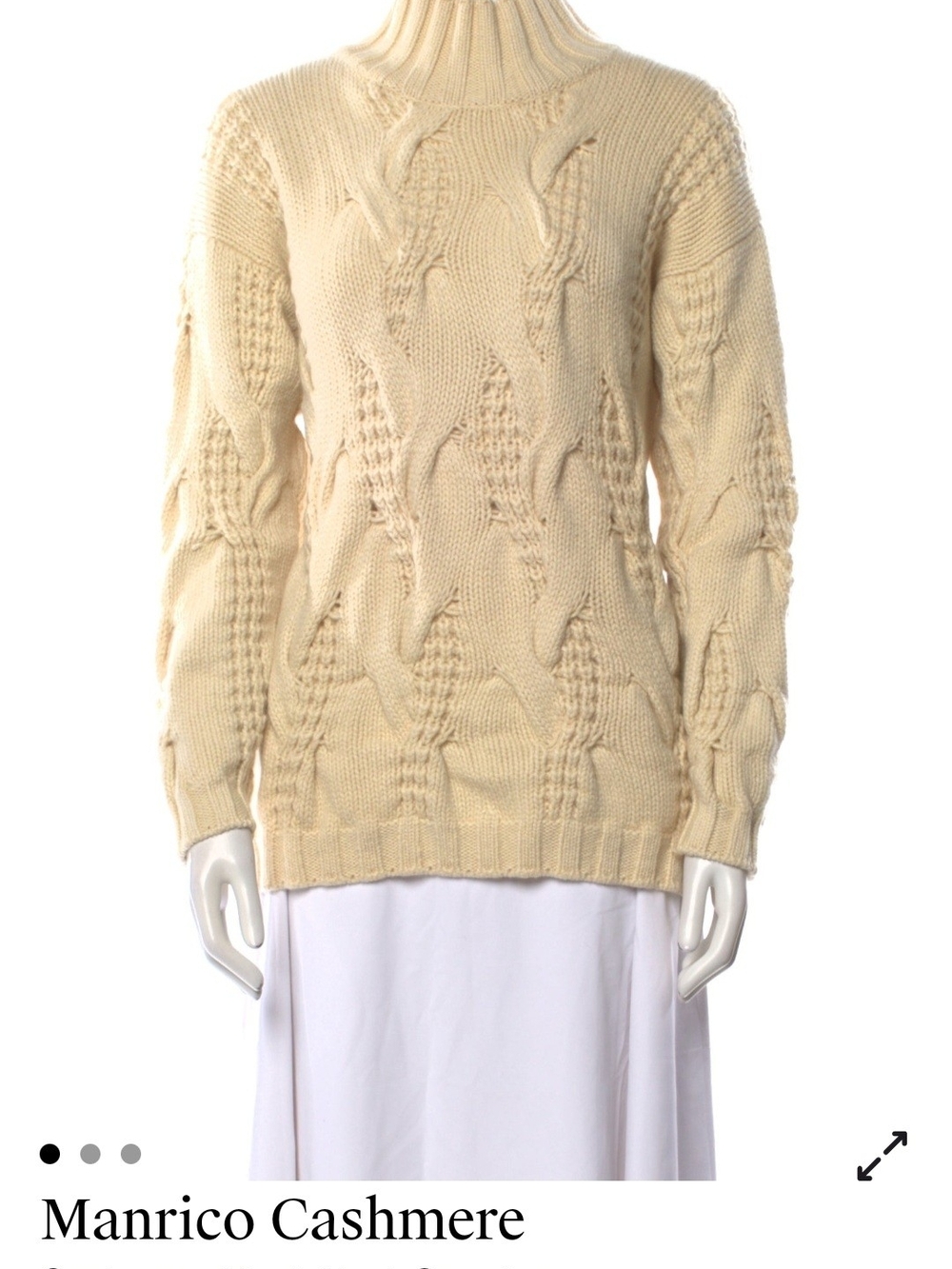 Cream Cable Turtleneck Sweater